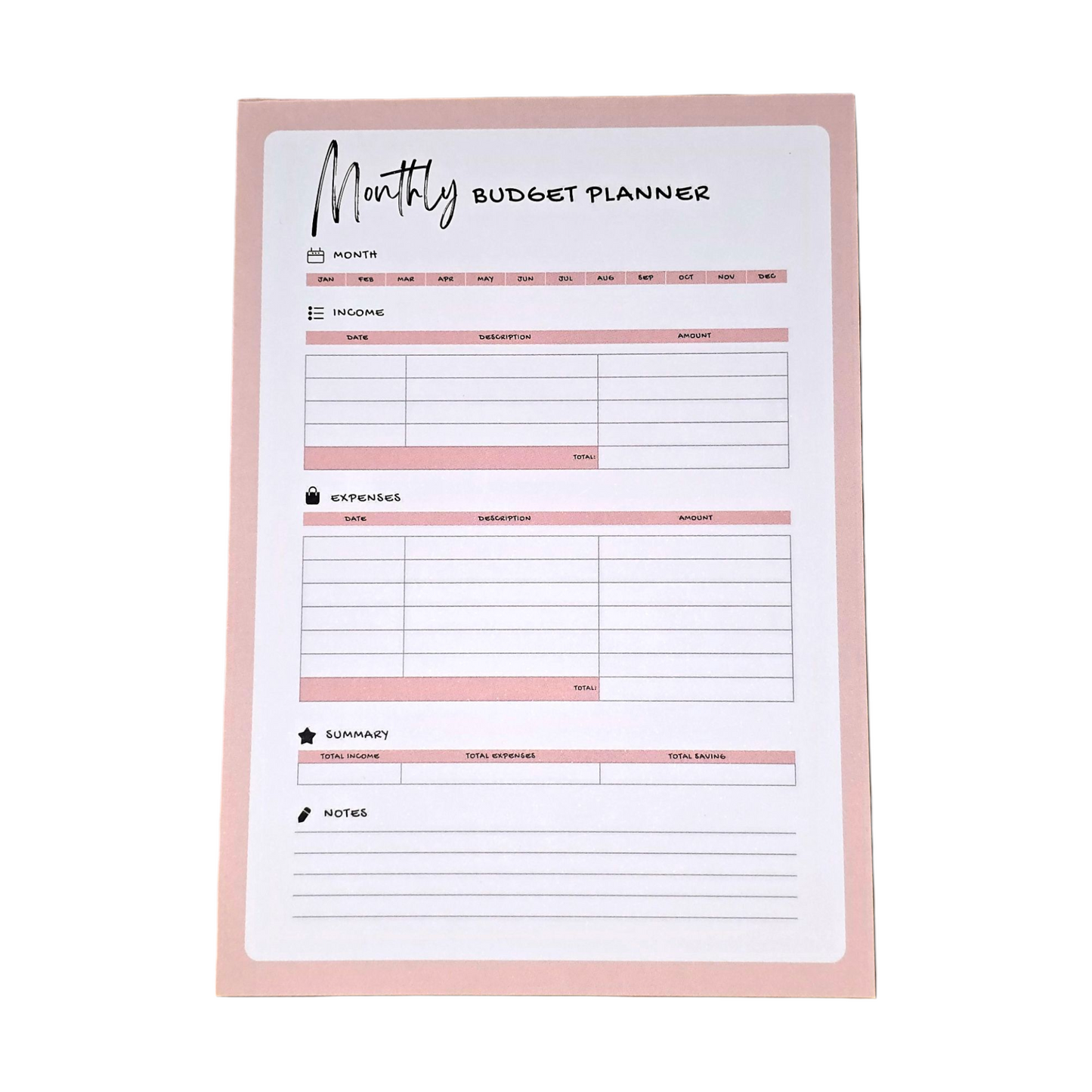 Monthly Budget Planner Notepad – 50 Pages | Seconds Sale – Limited Stock!