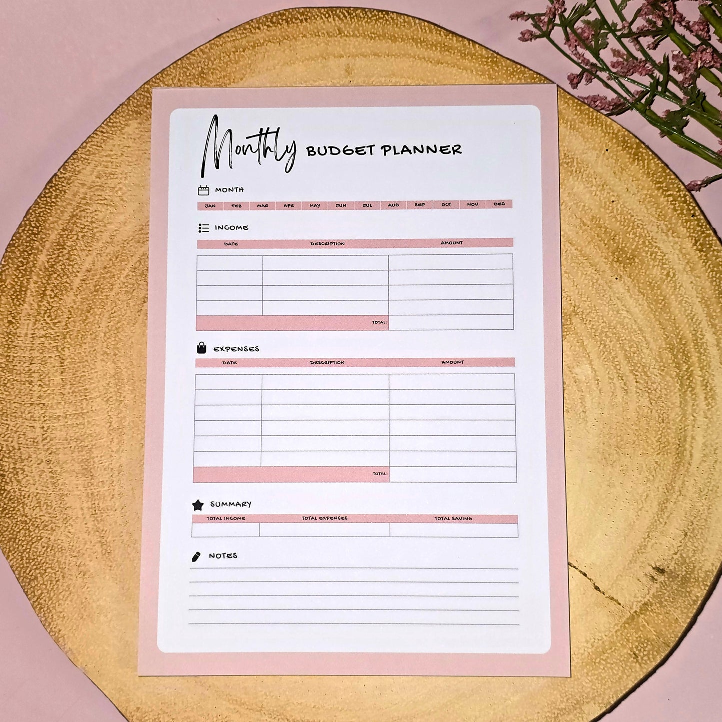 Monthly Budget Planner Notepad – 50 Pages | Seconds Sale – Limited Stock!