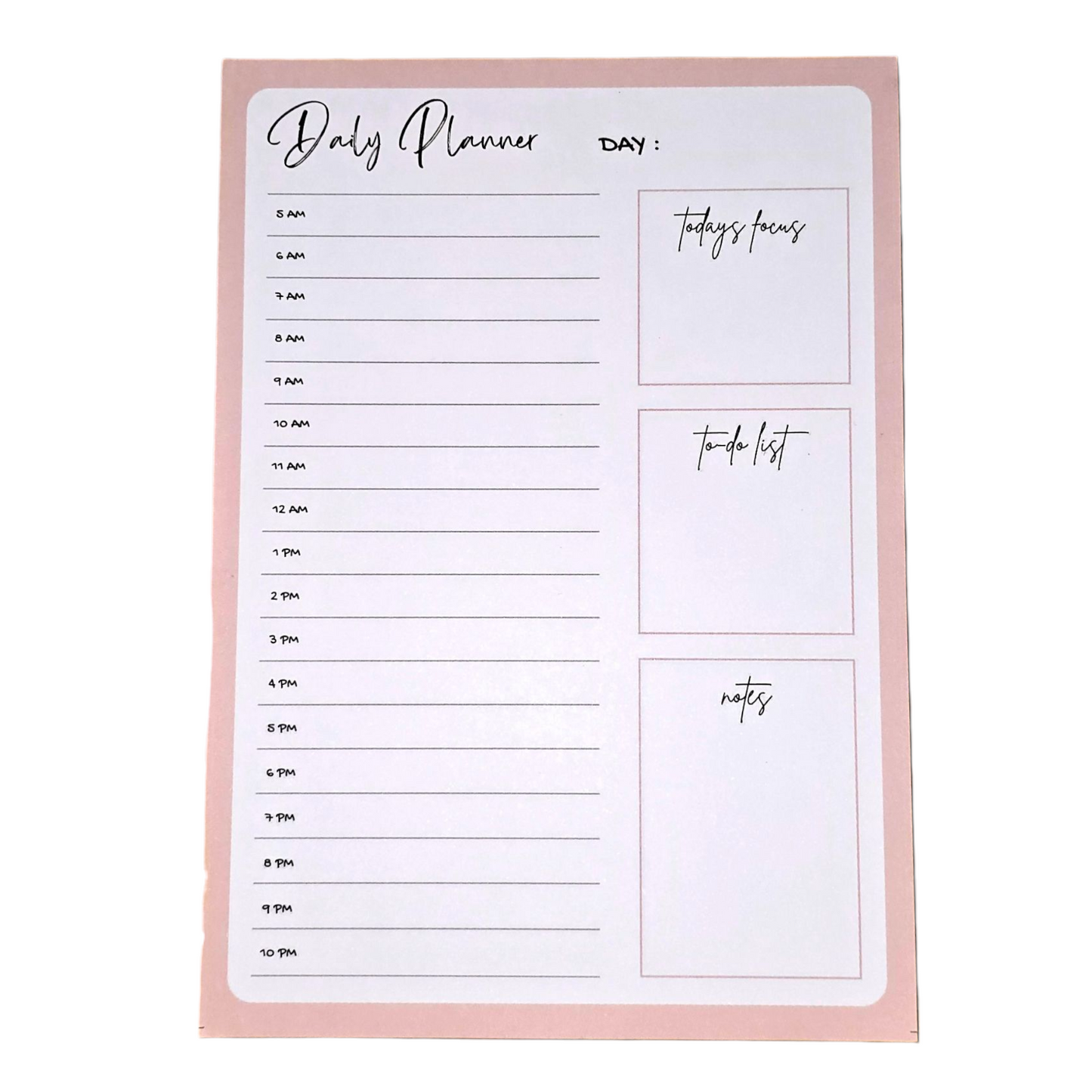 Daily Planner Notepad – 50 Pages | A5 Size | Tear-Away Sheets | Hourly Schedule, To-Do List & Notes
