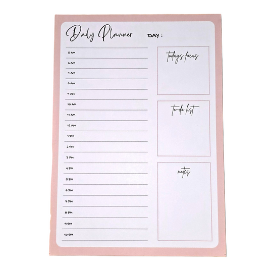 Daily Planner Notepad – 50 Pages | A5 Size | Tear-Away Sheets | Hourly Schedule, To-Do List & Notes