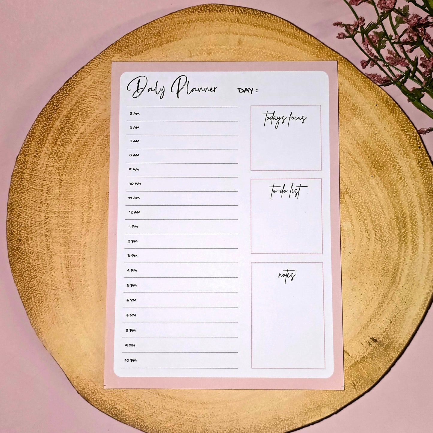 Daily Planner Notepad – 50 Pages | A5 Size | Tear-Away Sheets | Hourly Schedule, To-Do List & Notes