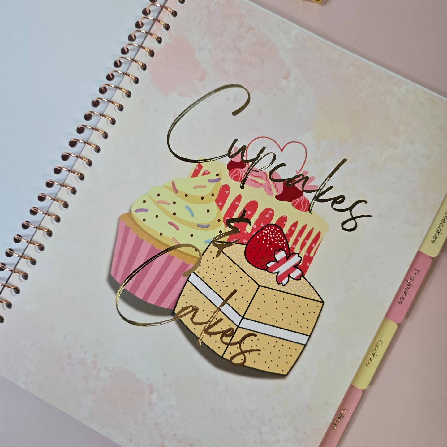 Culinary Chronicles β 150-Page Dessert Recipe Planner | Cake, Cookies, Cheesecake, Traybakes & More | Rose Gold Spiral & Kitchen Conversion Guide