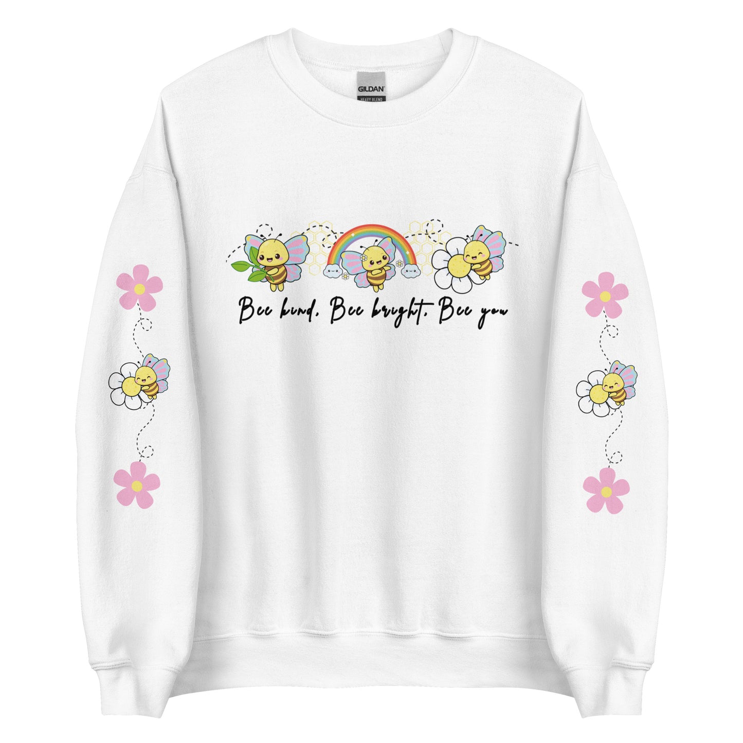 Bee Kind Crewneck Sweatshirt | Positive Vibes & Comfort | Kawaii Aesthetic | Cute Bee Crewneck| Quote Jumper | Spring Comfort | Gift for Her