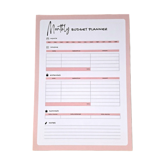 Monthly Budget Planner Notepad – 50 Pages | Seconds Sale – Limited Stock!