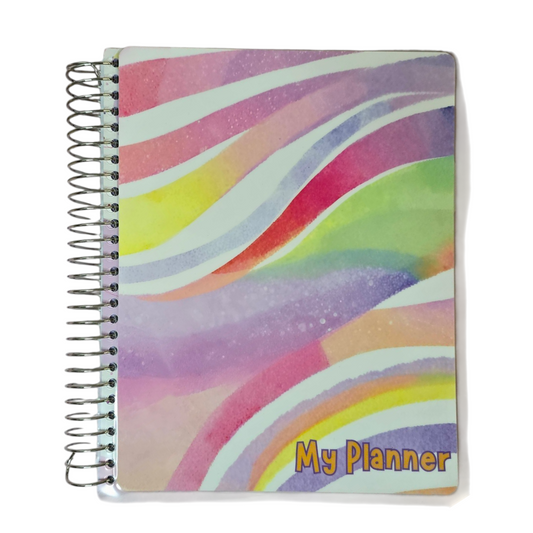 Big Kids Planner – 300 Pages | Undated 6-Month Planner, Secret Diary, Activity Pages & More | Fun Rainbow Cover & Silver Spiral