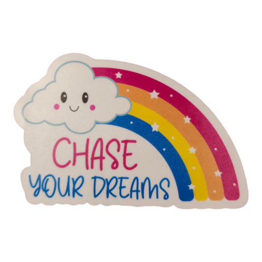 Chase Your Dreams Sticker – 2” Matte Die Cut Rainbow Cloud Vinyl – Water Resistant – Motivational Sticker – Kids Sticker – Planner Sticker – Cute Aesthetic