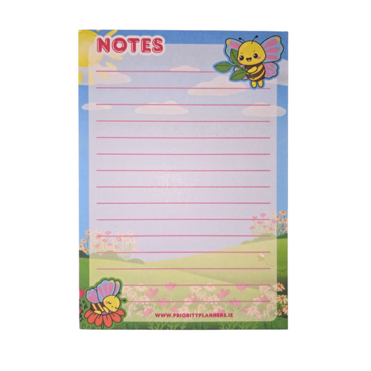 Flutterbee A5 Lined Notepad – Cute Bee Stationery | Pastel Kawaii Notes Pad | Seconds Sale – Minor Printing Pixelation