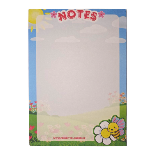 Flutterbee A6 Notes Notepad – Pocket-Sized Meadow Magic | Cute Bee Stationery | Pastel Kawaii Notes Pad