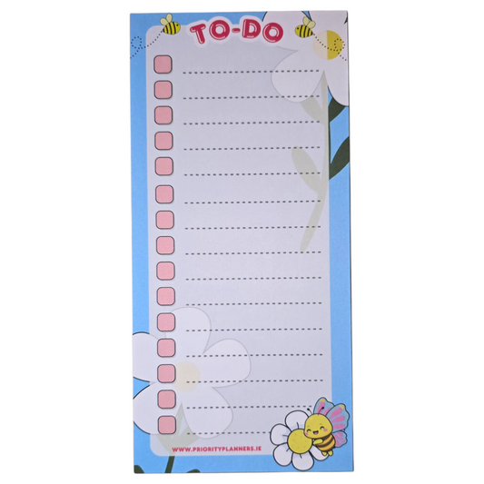 Flutterbee DL To-Do List Notepad | 50 Sheets | Cute Bee & Floral Design