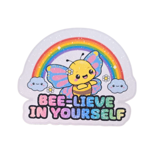 "Bee-lieve in yourself" Flutterbee Sticker