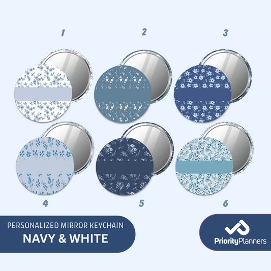 Mirror Keychains - Navy & White Collection