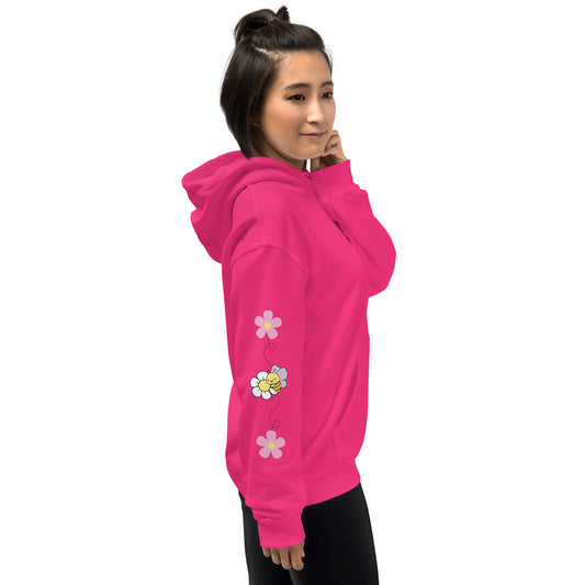 Hoodie with Cute Bee / Rainbow | Kawaii Flower Sleeve | Cozy Hoodie for Women and Teens | Spring & Summer | Kawaii Aesthetic | Gift for Her